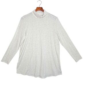 J Jill Tunic Turtleneck Stretch Layering Basic Neutral Lagenlook Oatmeal Size L